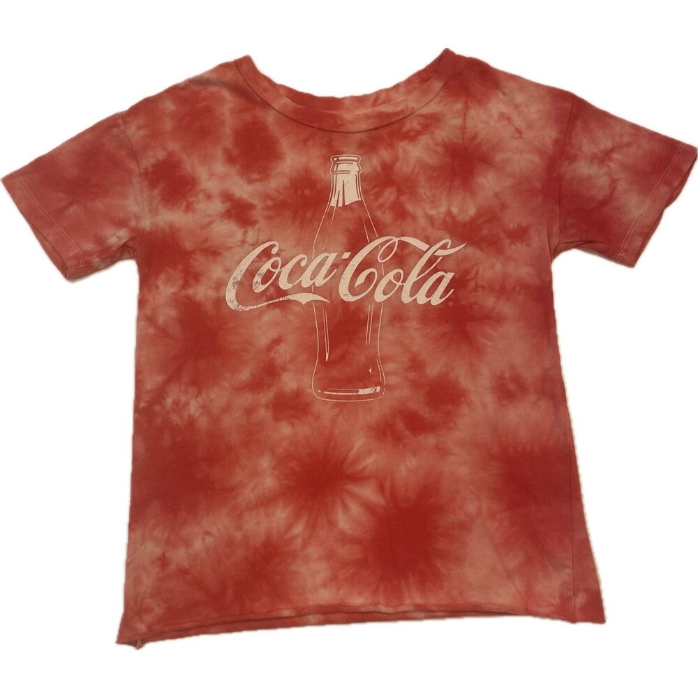 Coca Cola Tie Dye T Shirt Womens Juniors Small Red Love Tribe Graphic Tee